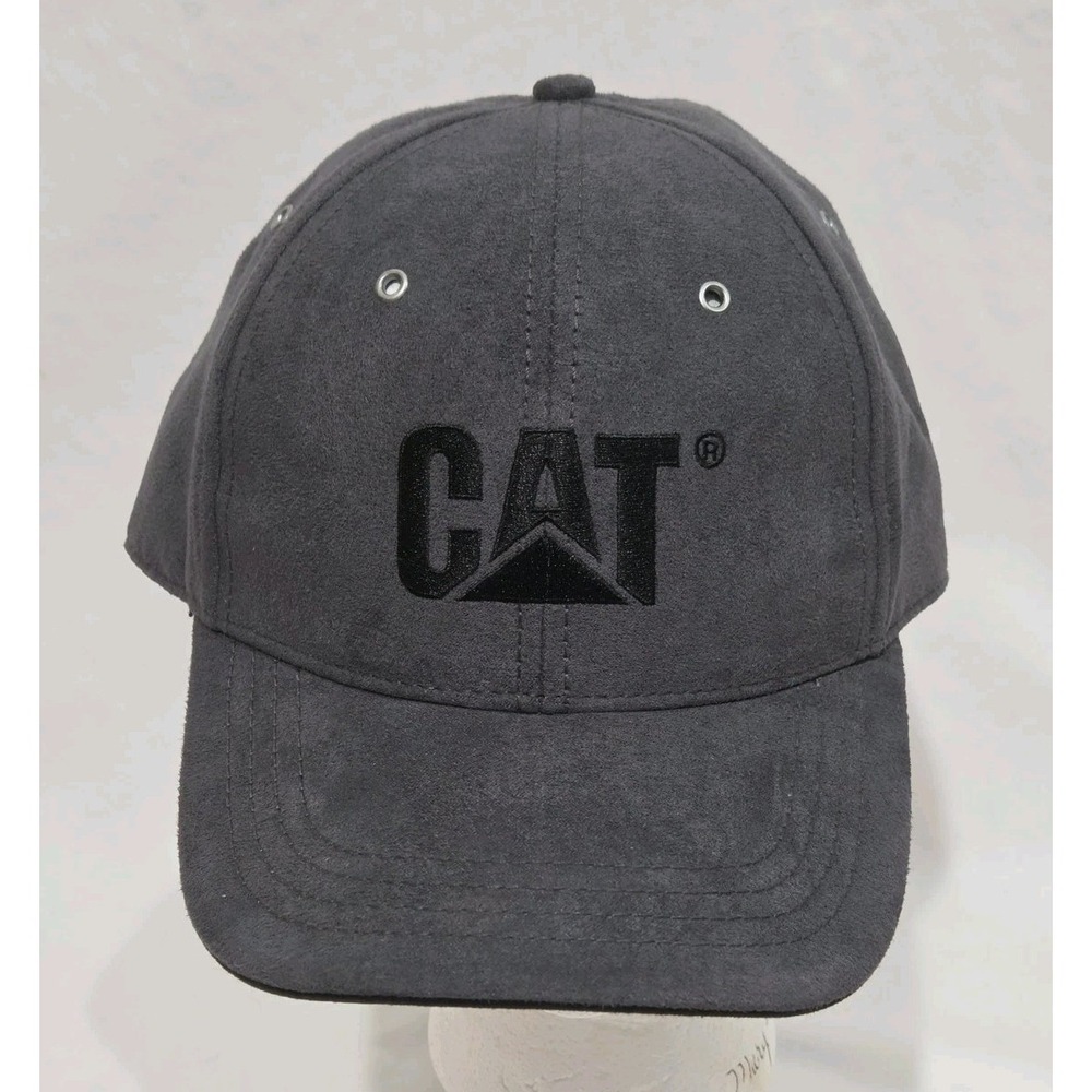 CAT Caterpillar Baseball Cap Mens OSFA Grey Excellent Faux Suede Strapback Hat